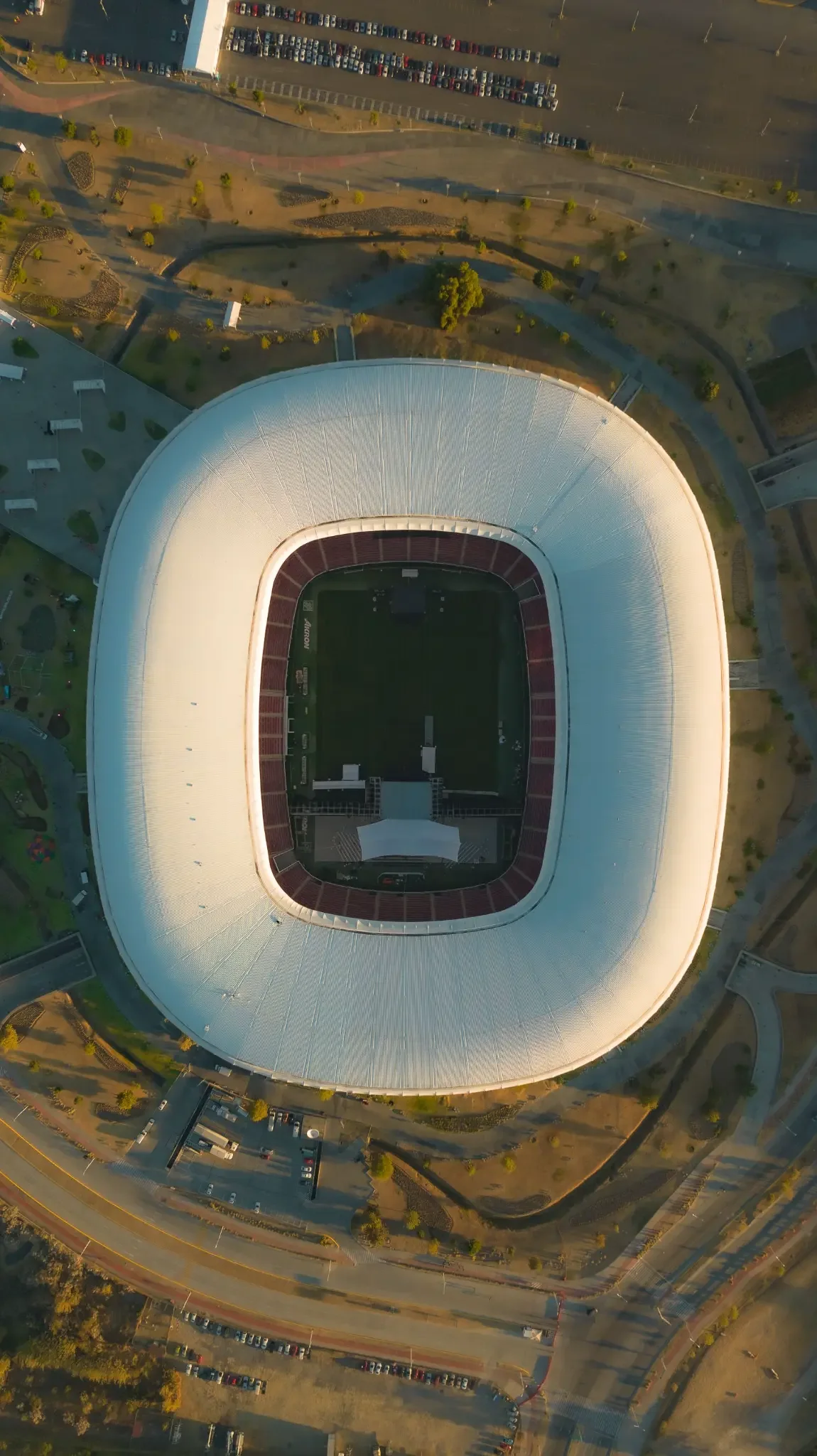 Vista aérea de um estádio esportivo